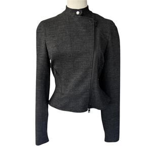 Theory Kinde Persuade Moto Jacket Charcoal Grey Size 2‎